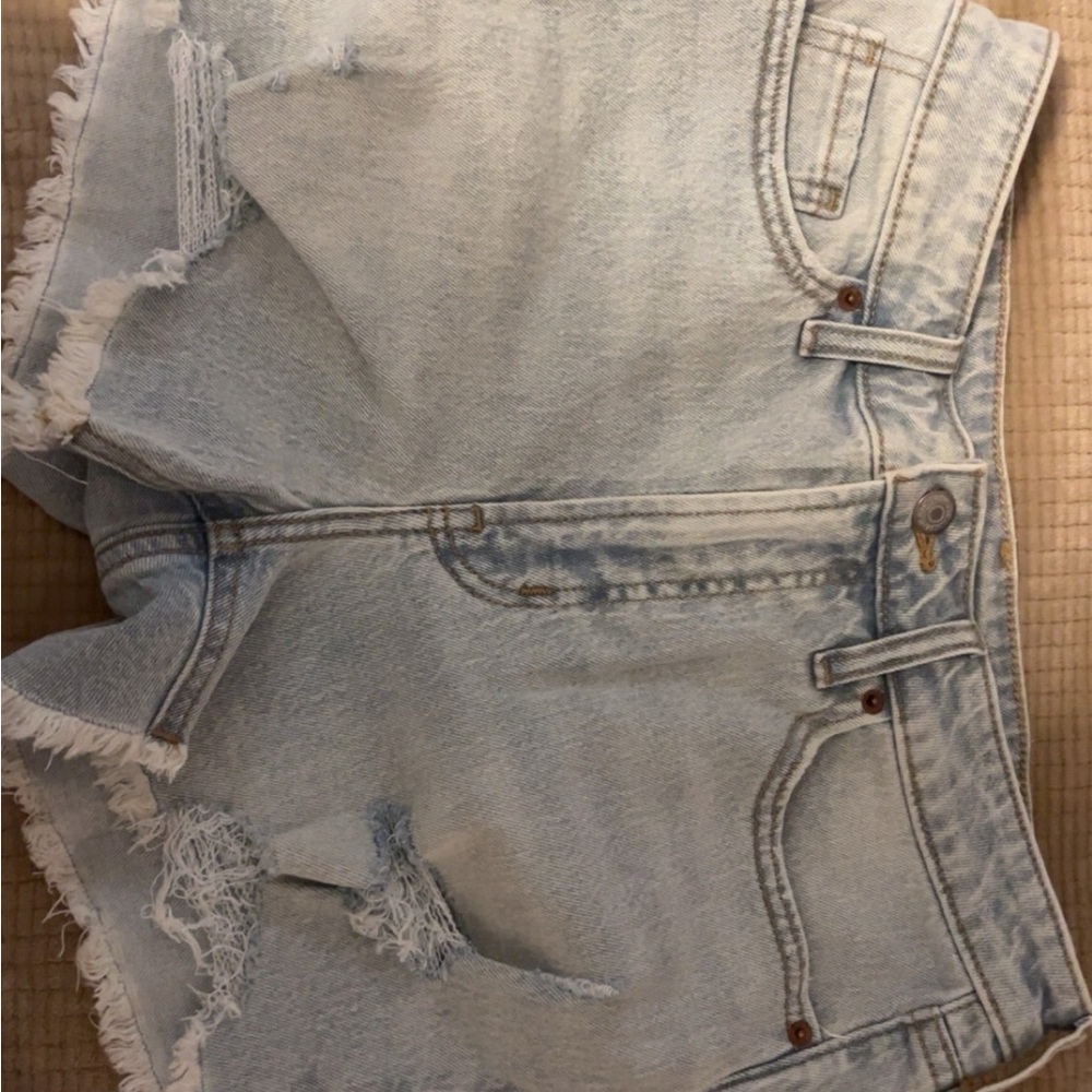 Old Navy Blue Jean Shorts Distressed Mid-Length